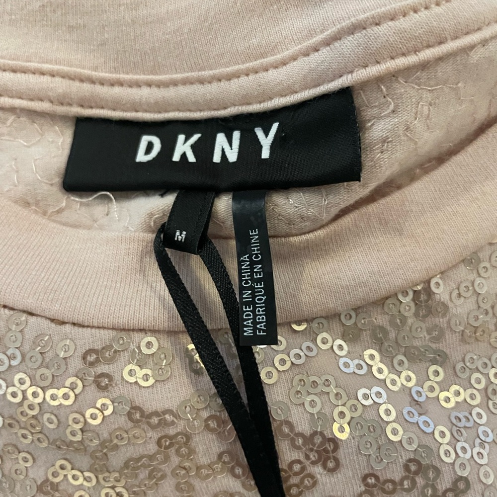 DKNY Women's Short Sleeve Sequin Tee - Champagne color - Picture 3 of 4